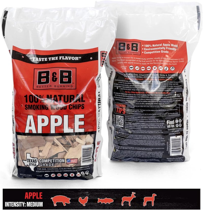Shop Square All-Natural Apple Wood Chips for Smoker, 180 Cu. in - Smoker Wood Chips for Grilling, BBQ & Camping - Compatible with Gas, Charcoal, Electric Grills (2 Pack) - Made in USA - Image 2